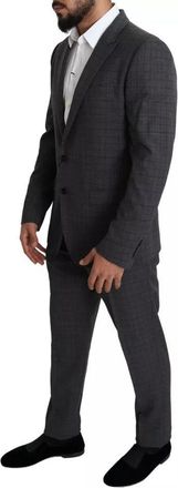 Dolce & Gabbana Gray Wool Men Formal 2 Piece Martini Suit Virgin Elastane