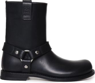 Loewe Zwarte Leren Instaplaarzen - Dames - Enkellaarsjes - Zwart - 36 EU - Leer - Schoenen