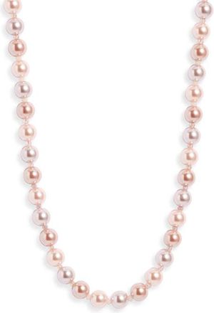 Nordstrom Imitation Pearl & Glass Bead Necklace in Blush Multi- Gold at Nordstrom