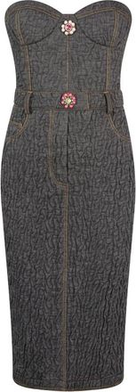 Moschino Fitted Dress with Heart Shaped Neckline - Dames - Casual kleedjes - Grijs - S - Katoen - Kleedjes