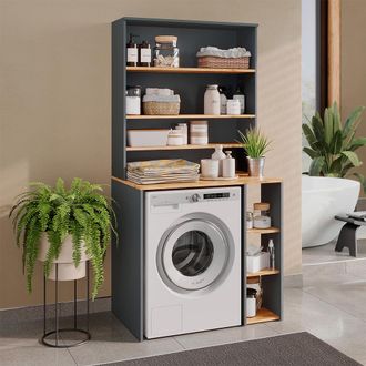 Vicco Armario Para Lavadora Viktor, Antracita/roble Dorado, 93.6 X 88.2 Cm 2 Partes Con Estante, Vicco