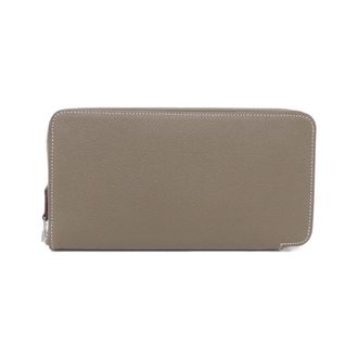 Herm&egrave;s Beige Etoupe Gray Epsom Leather Silk Long Wallet (Bi-Fold) (Pre-Owned)