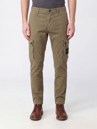 Stone Island Stretch Organic Cotton Cargo Trousers with Compass Logo