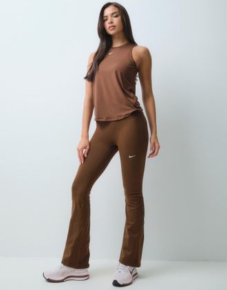 Nike One Dri-FIT leggings svasati senza cuciture a vita alta in baroque brown-Rosso