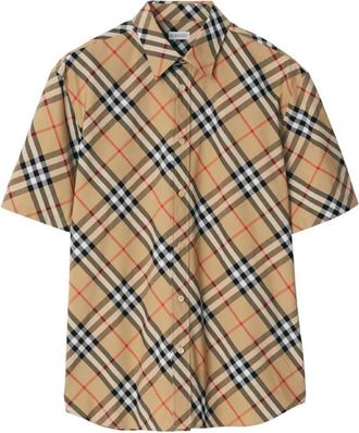 Burberry Check Cotton Poplin Classic-Fit Shirt, Size Medium