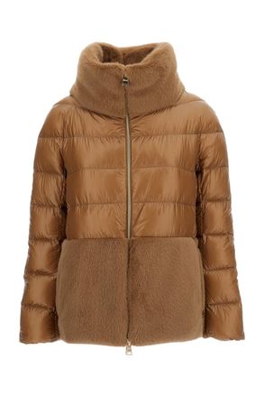 Herno Camel Faux Fur Goose Down Down Jacket