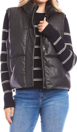 Karen Kane Faux Leather Quilted Puffer Vest In Black