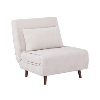 Sweeek Sill&oacute;n cama convertible de chenilla con patas de madera, blanco