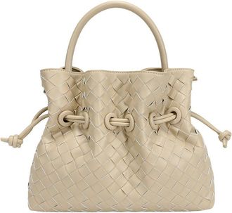 Tiffany & Fred Hand-Woven Leather Drawstring Satchel