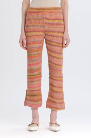 Something Navy Wide Leg Striped Knitted Pants In Pink Combo