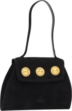 Loewe Pre-owned Shoulder Bags, female, Black, Size: ONE SIZE Pre-owned Suede handbags