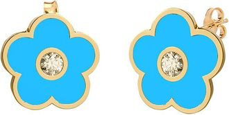 Gabi Rielle 14K Over Silver Turquoise Agate Cz Stackable Earrings