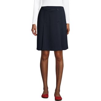 Lands End School Uniform Ponte Button Front Skort in Classic Navy at Nordstrom, Size 12