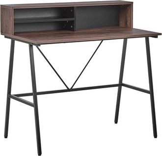 Beliani Beliani - Modern Small Desk Home Office Study Metal Legs Dark Wood Finish Harison