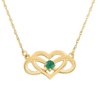 Pompeii3 Emerald Gemstone Heart Pendant 10k Gold Womens 18 Necklace