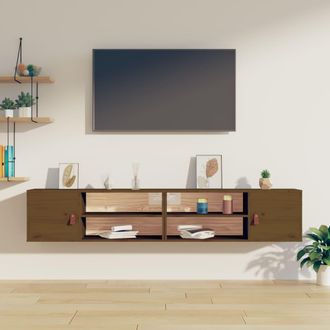 vidaXL Vidaxl - Armarios De Pared 2 Uds Madera De Pino Marr&oacute;n Miel 60x30x30 Cm