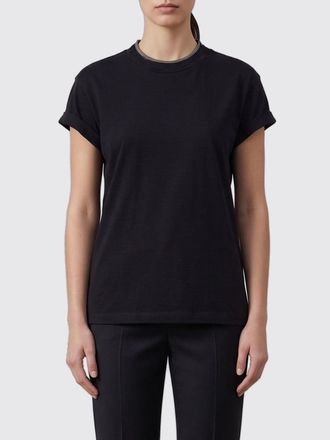 Brunello Cucinelli T-shirt in cotone a maniche corte con ricamo monile