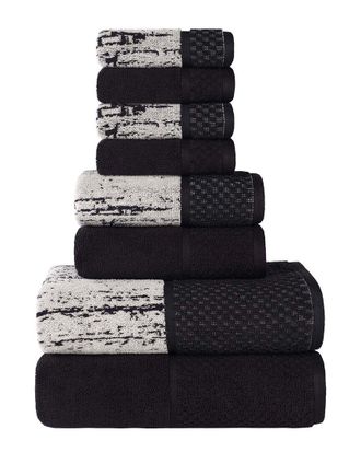 Superior Lodie Cotton Plush Jacquard Solid & Two-Toned 8Pc Towel Set