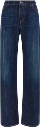 Dolce & Gabbana Blue Stretched pleated trompe loeil jeans