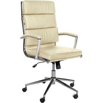 Clp Silla De Oficina Cleveland Cuero Aut&eacute;ntico Crema