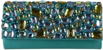 Anna Cecere Clutch de sat&eacute;n con adornos de piedras - Bags - Mujer - Verde - ONE SIZE