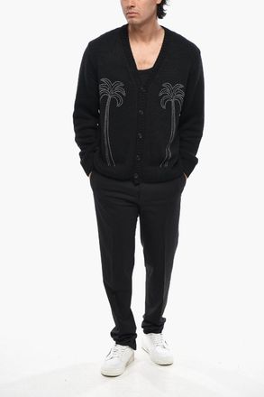 Palm Angels Cardigan MILANO in misto Lana con Dettagli Borchie Palm Angels