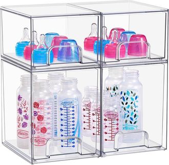 Sorbus Stackable Acrylic Set Of 4 Clear Storage Drawers