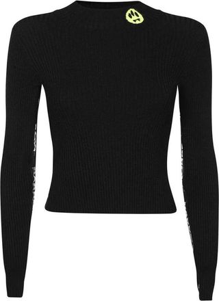 Barrow Logo Patch Crew-neck Sweater - Dames - Ronde hals truien - Zwart - L - Polyester - Truien & Vesten