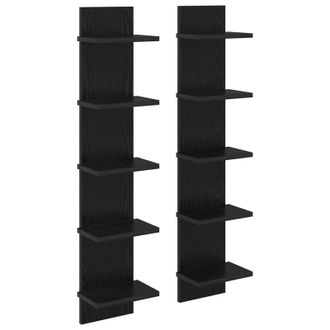vidaXL Estante De Pared 2 Uds. Roble Negro 22 X 15 X 100 Cm Vidaxl