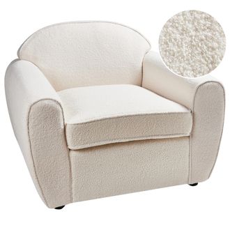Beliani Beliani - Sill&oacute;n Moderno Tapizado De Tela Boucl&eacute; Respaldo Acolchado Grueso Beige Claro Ellede