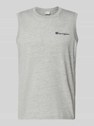 Champion Top mit Label-Stitching und Rundhalsausschnitt in Hellgrau Melange, Gr&ouml;&szlig;e XXL