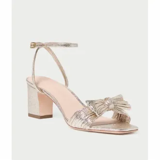 Loeffler Randall Womens Kimora Pleated Bow Sandals In Champagne
