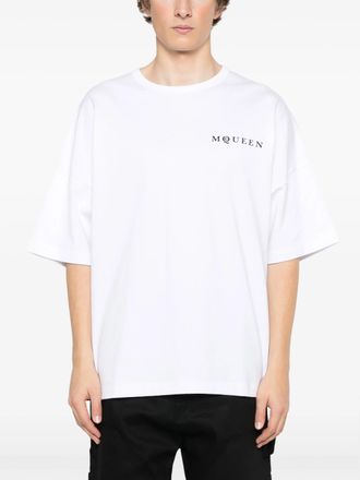 Alexander McQueen Alexander Mcqueen Mens Vertical Back Logo T-Shirt in White Cotton - Size 2XL