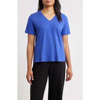 Eileen Fisher Easy V-Neck Organic Cotton T-Shirt in Royal at Nordstrom Rack, Size Xx-Small