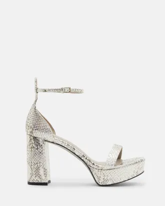 AllSaints Zig Snake Leather Platform Heel Sandal