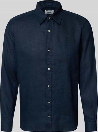 s.Oliver Red Label Regular Fit Freizeithemd aus reinem Leinen in Marine, Gr&ouml;&szlig;e XXL