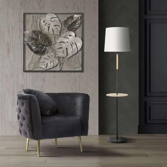 Dmora Sill&oacute;n Stives, Tapizado En Terciopelo, Brazos, Estructura De Metal, 76x74x71h Cm Negro