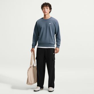 Nike Mens Club Fleece Open-Hem Cargo Pants in Black | IO3711-010