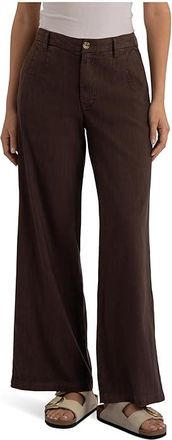 Kut from the Kloth Meg- High Rise, Wide Straight Legs, Front Pleats Womens Jeans Chocolate : 14 30, Linen/Rayon/Spandex
