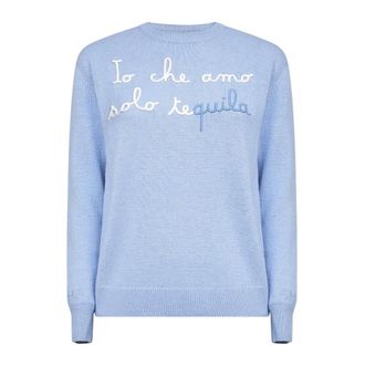 MC2 Saint Barth Round-neck Knitwear, female, Blue, Size: M New Queen Sweater