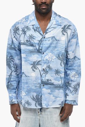 Palm Angels Camicia in Misto Lino a Fantasia Palm Angels