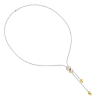 Diamond2Deal 925 Sterling Silver Two-tone 8.20 Ct Pear & Oval Cut Lab Grown Diamond Pendant Necklace 18