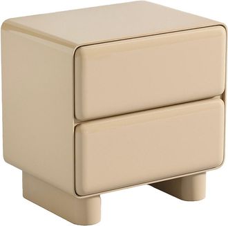 Vente-Unique Mesita de noche con 2 cajones - MDF - Beige lacado - AUNELA