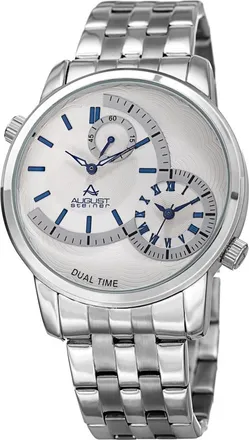 August Steiner Dual Time Quartz White Dial Mens Watch AS8210SSBU