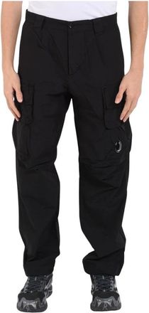 C.P. Company C.p. Company, Broeken, Heren, Zwart, L, Nylon, Cargo Nylon Broek met Elastische Taille