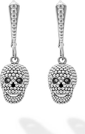 Lagos Mens Caviar Bead Skull Earrings in Sterling Silver at Nordstrom