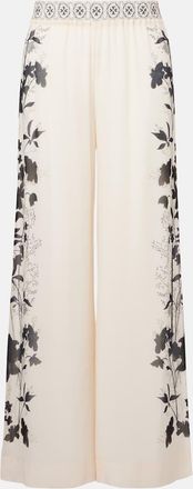 La DoubleJ Pantaloni a palazzo in seta con stampa