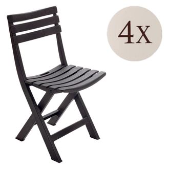 Dmora Silla De Exterior Jennie, 4 Sillas, Plegable Made In Italy, Soporta 120 Kg, Negro Antracita
