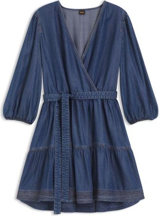 BOSS Balloon-sleeve dress with wrap front