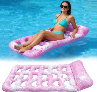 OEM Colchoneta Hinchable Para Piscina - Balsa Flotante - Relajaci&oacute;n Acu&aacute;tica - Con Reposacabezas - 180 X 80 Cm - Rosa